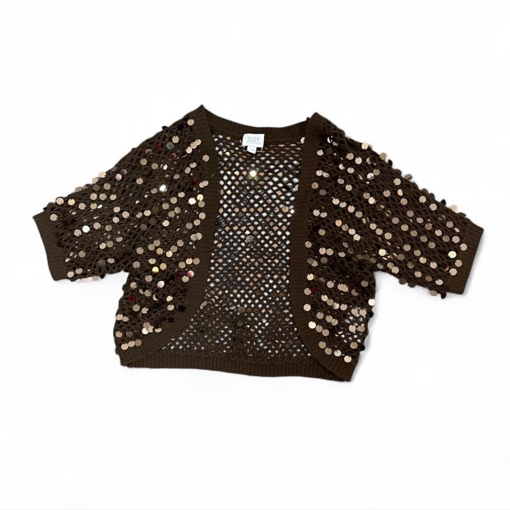 Sequin Open-Knit Cardigan